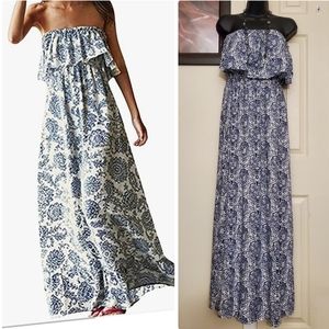 New Strapless Boho Summer Vacation Casual Maxi Dress